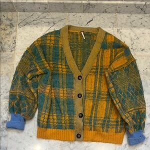 Free People Oversized Plaid Cardigan